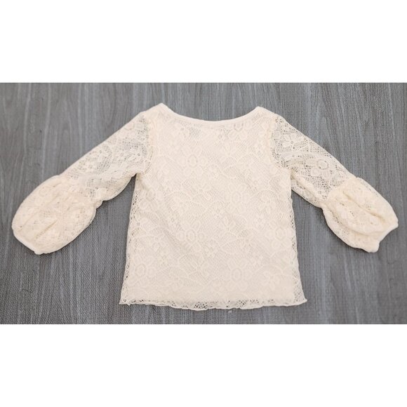 Toddler Girls Just Peachy Lace Boho Hippie Blouse Shirt Top 3T Cream Bubble Slee - Picture 2 of 6